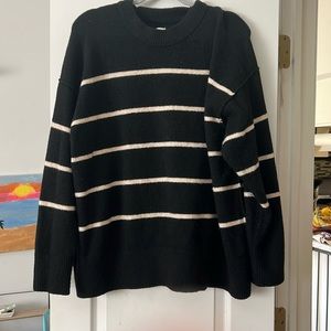 Aerie black and tan stripe sweater size xl